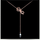 Two-Tone Necklace Chain Bow Necklaces
