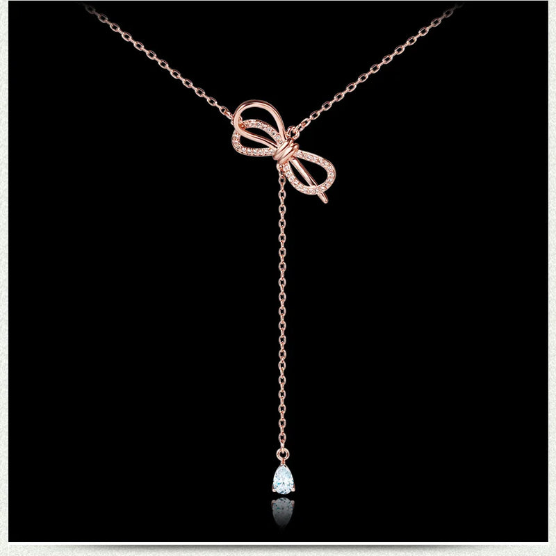 Two-Tone Necklace Chain Bow Necklaces