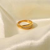 Clear CZ Wedding Ring for Women Stainless Steel Crystal Stackable Ring