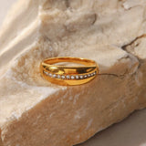 Clear CZ Wedding Ring for Women Stainless Steel Crystal Stackable Ring