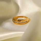Clear CZ Wedding Ring for Women Stainless Steel Crystal Stackable Ring