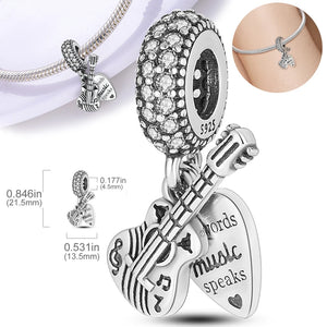 Frog Prince Guitar Music Charms Beads for Bracelet DIY Jewelry