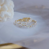 Zircon Circle Pearl Flower Earrings Woman Party Daily