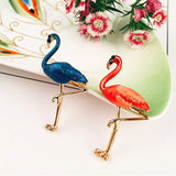 Flamingo Alloy Red Enamel Bird Brooches Women Men's Metal Animal Brooch