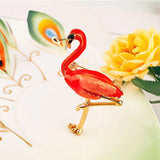 Flamingo Alloy Red Enamel Bird Brooches Women Men's Metal Animal Brooch