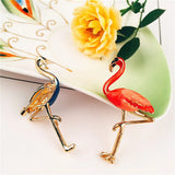 Flamingo Alloy Red Enamel Bird Brooches Women Men's Metal Animal Brooch