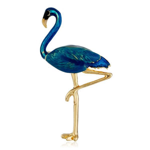 Flamingo Alloy Red Enamel Bird Brooches Women Men's Metal Animal Brooch