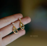 French Couples Jewelry Retro Lady Irregular Crystal Women Earrings