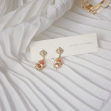 French Vintage Orange Water Droplets Drop Earrings Women Delicate Jewelry