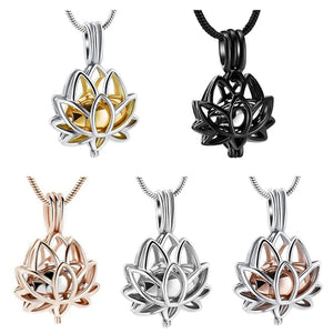 Lotus Hold Mini Urn Stainless Steel Necklace for Ashes