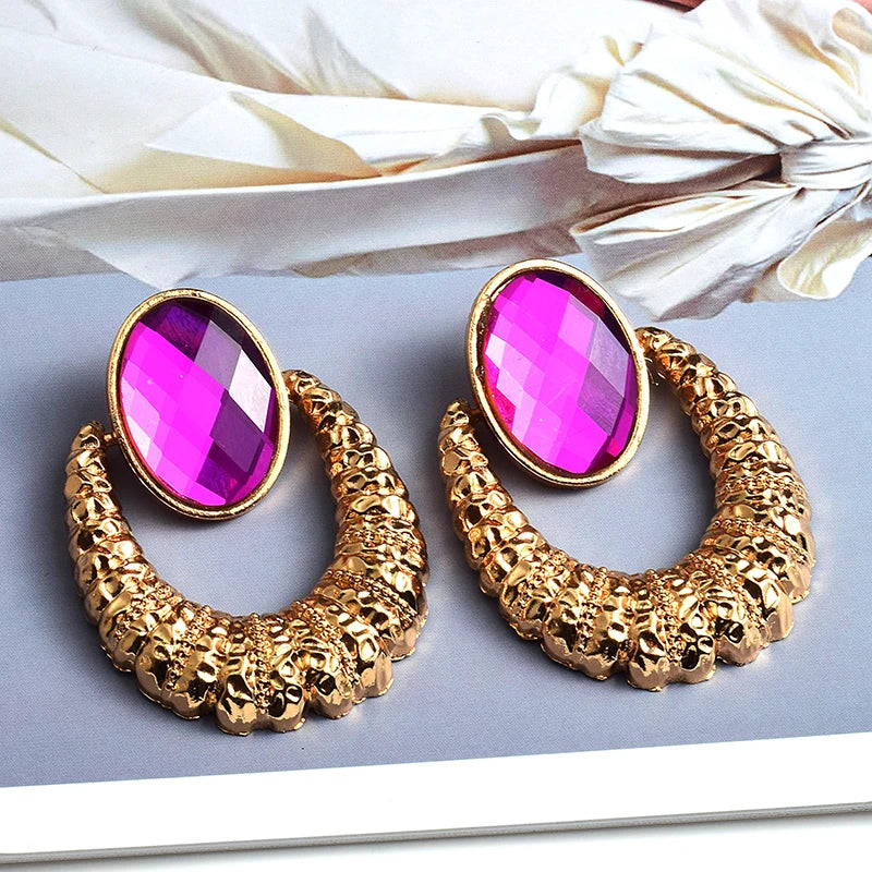 Metal Glass Crystal Drop Earrings Pendant Jewelry For Women