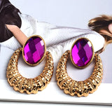 Metal Glass Crystal Drop Earrings Pendant Jewelry For Women