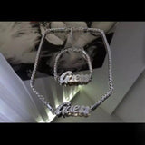 Metal Letter G Bracelet for Women Shinny Crystal Thick Chain Jewelry