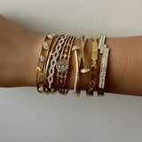 Zircon Cross Nut Nail Bracelets Stainless Steel Waterproof Jewelry