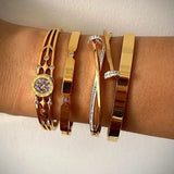 Zircon Cross Nut Nail Bracelets Stainless Steel Waterproof Jewelry