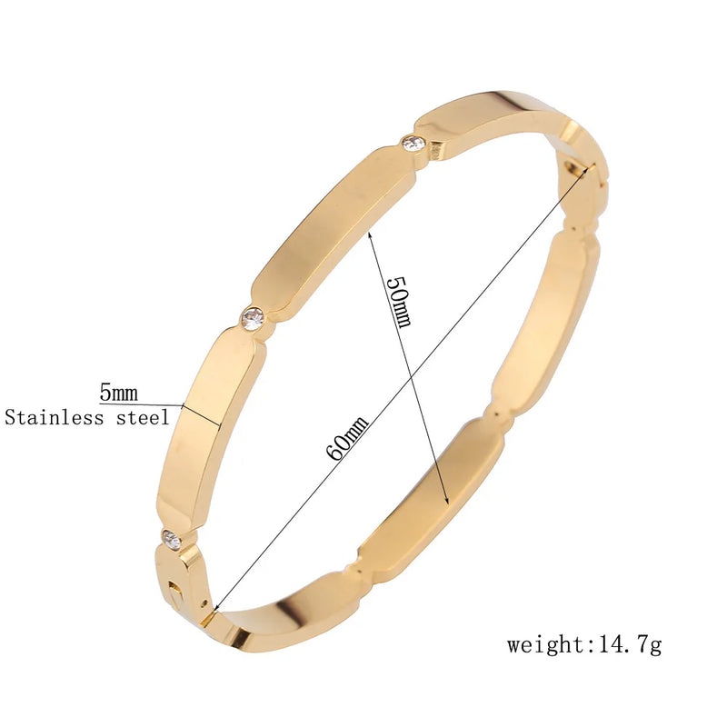 Zircon Cross Nut Nail Bracelets Stainless Steel Waterproof Jewelry