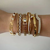 Zircon Cross Nut Nail Bracelets Stainless Steel Waterproof Jewelry
