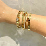 Zircon Cross Nut Nail Bracelets Stainless Steel Waterproof Jewelry