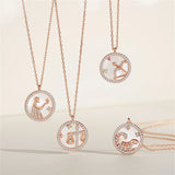 Zodiac Sign Pendant Necklace 12 Constellation Choker Female Birthday Jewelry