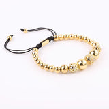Stainless Steel CZ Charm Bracelet Macrame Adjustable