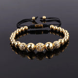 Stainless Steel CZ Charm Bracelet Macrame Adjustable