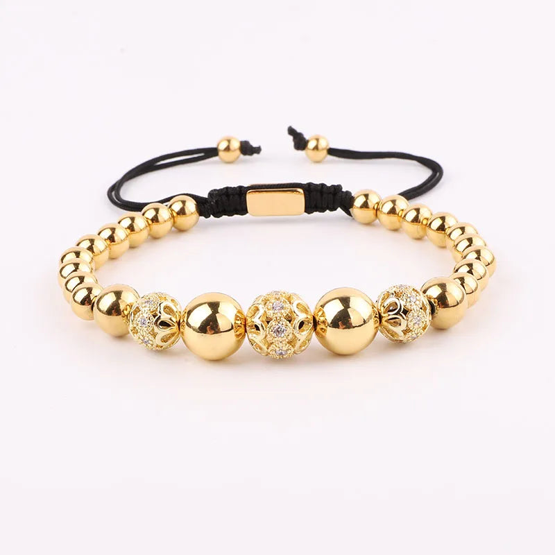Stainless Steel CZ Charm Bracelet Macrame Adjustable