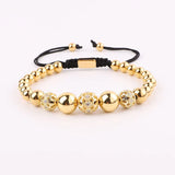 Stainless Steel CZ Charm Bracelet Macrame Adjustable