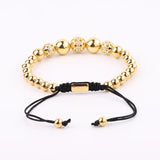Stainless Steel CZ Charm Bracelet Macrame Adjustable