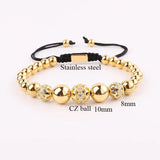 Stainless Steel CZ Charm Bracelet Macrame Adjustable