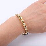 Stainless Steel CZ Charm Bracelet Macrame Adjustable