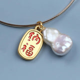 Pearl Pendant Bracelet & Propitious Blessing Bangle