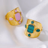 Green Acrylic Rings Stainless Steel Jewelry Couple Wedding Ring For Women Christ