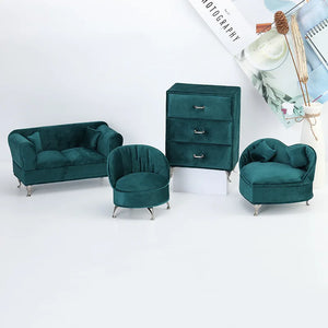 Green Velvet Sofa Jewelry Display Box Necklace Earring Ring Gift Storage