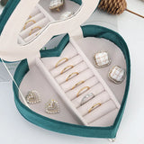 Green Velvet Sofa Jewelry Display Box Necklace Earring Ring Gift Storage