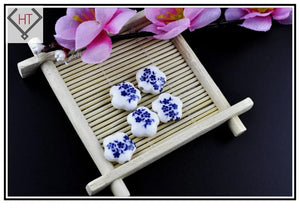 100pcs Flower Porcelain Ceramic Beads Hand Painted DIY Spacer Loose Beads