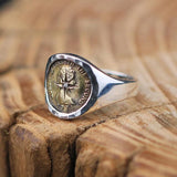 Ray Point Coin Silver Ring Elizabeth Brass Coin Opening Adjustable Ring Jewelry