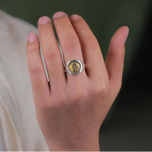 Ray Point Coin Silver Ring Elizabeth Brass Coin Opening Adjustable Ring Jewelry