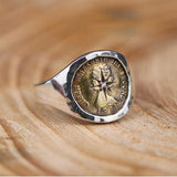 Ray Point Coin Silver Ring Elizabeth Brass Coin Opening Adjustable Ring Jewelry