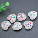 Rose Quartz Heart Bead Eye Beads Loose Beads DIY 5pcs