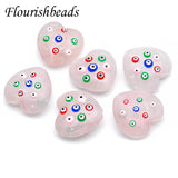 Rose Quartz Heart Bead Eye Beads Loose Beads DIY 5pcs