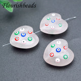 Rose Quartz Heart Bead Eye Beads Loose Beads DIY 5pcs