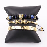 316L Stainless Steel Bangle Leopard Charms Bracelet Set Men Jewelry