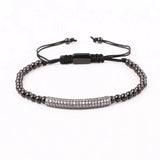 CZ Pave Crown Stainless Steel Beads Bracelet Set Men Jewelry