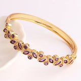 Charm Rainbow Leaves Bracelet Copper Zirconia Rhinestone Bangle