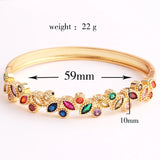 Charm Rainbow Leaves Bracelet Copper Zirconia Rhinestone Bangle
