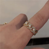 Minority Gentle Cross Pearl Light Retro Ring for Girls