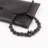 8mm CZ Pave Ball Crown Bracelet Bangle Men