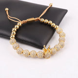 8mm CZ Pave Ball Crown Bracelet Bangle Men