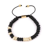 High CZ Micro Pave Beads Natural Stone Macrame Bracelet