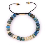 High CZ Micro Pave Beads Natural Stone Macrame Bracelet